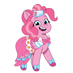 Size: 1799x1799 | Tagged: safe, artist:prixy05, pinkie pie, earth pony, pony, g4, g5, my little pony: tell your tale, clothes, cute, diapinkes, dress, g4 to g5, gala dress, generation leap, grand galloping gala, open mouth, open smile, simple background, smiling, solo, transparent background, vector
