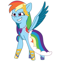 Size: 1800x1800 | Tagged: safe, artist:prixy05, rainbow dash, pegasus, pony, g4, g5, my little pony: tell your tale, clothes, cute, dashabetes, dress, g4 to g5, gala dress, generation leap, grand galloping gala, simple background, solo, transparent background, vector