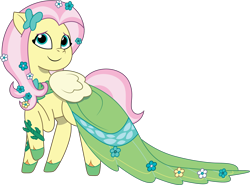 Size: 2337x1732 | Tagged: safe, artist:prixy05, fluttershy, pegasus, pony, g4, g5, my little pony: tell your tale, clothes, cute, dress, g4 to g5, gala dress, generation leap, grand galloping gala, shyabetes, simple background, solo, transparent background, vector