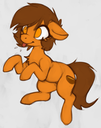 Size: 723x912 | Tagged: safe, artist:marsminer, oc, oc:venus spring, pony, unicorn, :p, brown hair, brown mane, brown tail, cute, derp, female, female oc, hidden horn, horn, light gray background, mare, mare oc, marsminer is trying to murder us, no pupils, ocbetes, orange coat, orange eyes, orange fur, orange pony, pony oc, raspberry, silly, silly face, silly pony, simple background, small horn, smiling, tail, tongue out, unicorn oc, venus spring actually having a pretty good time
