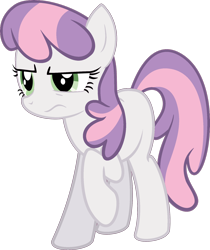Size: 1600x1908 | Tagged: safe, artist:blackgryph0n, artist:maddietheuniversalfan68, cheerilee, sweetie belle, earth pony, pony, g4, cheerilee is not amused, earth pony sweetie belle, female, full body, mare, race swap, raised hoof, recolor, simple background, solo, standing, sweetie belle is not amused, three quarter view, transparent background, unamused, vector, wavy mouth