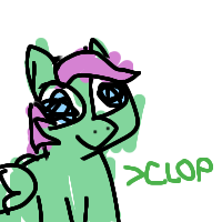 Size: 200x200 | Tagged: safe, artist:hach, oc, oc only, unnamed oc, pegasus, pony, 4chan, >clop, crappy art, disabled, female, intentionally bad, low effort, mare, simple background, smiling, solo, strabismus, stupid, white background