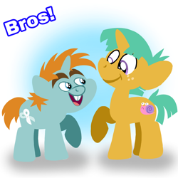 Size: 1400x1400 | Tagged: safe, artist:mlplary6, snails, snips, pony, unicorn, g4, colt, foal, friends, looking at each other, looking at someone, male, smiling, smiling at each other