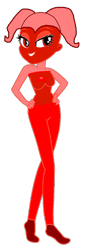 Size: 400x1165 | Tagged: safe, artist:smbros, oc, oc only, oc:redd starla, human, equestria girls, g4, breasts, hand on hip, looking at you, power up gals, power-up, red, red shirt, red shoes, red star, simple background, smiling, smiling at you, solo, standing, transparent background