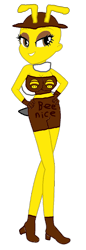 Size: 400x1166 | Tagged: safe, artist:smbros, oc, oc only, oc:bea bee honey, bee, human, insect, equestria girls, g4, 1000 hours in ms paint, bee mushroom, breasts, cleavage, crossover, looking at you, midriff, power up gals, power-up, smiling, smiling at you, solo, standing, super mario bros., super mario galaxy