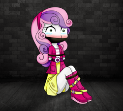 Size: 3244x2948 | Tagged: artist needed, source needed, safe, sweetie belle, human, equestria girls, g4, ass, blushing, bondage, bound and gagged, butt, cloth gag, crying, damsel in distress, female, fetish, gag, high res, kidnapped, rope, rope bondage, solo, teary eyes, tied up