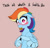 Size: 1000x952 | Tagged: safe, artist:inkypuso, rainbow dash, pegasus, pony, g4, blatant lies, blushing, caught, chest fluff, cookie, cookie thief, cute, dashabetes, dialogue, ear blush, embarrassed, eyebrows, eyebrows visible through hair, feather fingers, female, fingers together, floppy ears, food, looking at you, mare, mouth hold, muffled words, nervous sweat, red background, simple background, solo, sweat, talking to viewer, wing hands, wings