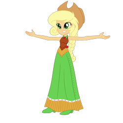 Size: 2000x2000 | Tagged: safe, artist:nie-martw-sie-o-mnie, applejack, human, equestria girls, g4, bare shoulders, clothes, dress, female, gala dress, high res, long dress, long skirt, simple background, skirt, sleeveless, solo, transparent background