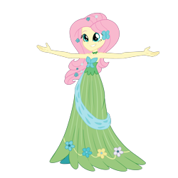Size: 2000x2000 | Tagged: safe, artist:nie-martw-sie-o-mnie, fluttershy, human, equestria girls, g4, bare shoulders, clothes, dress, female, gala dress, high res, long dress, long skirt, simple background, skirt, sleeveless, solo, strapless, transparent background
