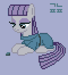 Size: 300x330 | Tagged: safe, artist:gonicfanfic, boulder (g4), maud pie, earth pony, pony, g4, animated, duo, gif, gray background, hangul, pixel art, rock, simple background