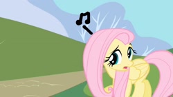 Size: 1280x720 | Tagged: safe, edit, edited screencap, screencap, fluttershy, pegasus, pony, friendship is magic, g4, cute, female, mare, outdoors, shyabetes, solo, squeak