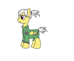 Size: 800x666 | Tagged: safe, artist:amateur-draw, oc, oc only, oc:silver charm, pegasus, pony, clothes, eyepatch, female, mare, overalls, simple background, solo, white background