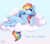 Size: 4000x3500 | Tagged: safe, artist:lazybread, rainbow dash, pegasus, pony, g4, candy, chest fluff, cloud, cute, dashabetes, ear fluff, eating, eyebrows, eyebrows visible through hair, female, food, high res, lying down, mare, on a cloud, on back, partially open wings, signature, skittles, sky, solo, sparkles, taste the rainbow, wings