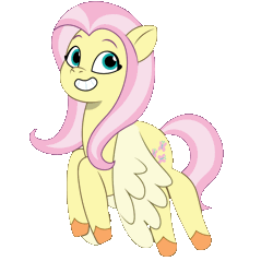 Size: 1200x1200 | Tagged: safe, artist:prixy05, fluttershy, pegasus, pony, g4, g5, my little pony: tell your tale, animated, flying, g4 to g5, generation leap, gif, grin, simple background, smiling, solo, tell your tale accurate, transparent background