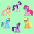 Size: 640x640 | Tagged: safe, applejack, fluttershy, pinkie pie, rainbow dash, rarity, twilight sparkle, alicorn, earth pony, pegasus, pony, unicorn, pony town, g4, applejack's hat, cowboy hat, cute, green background, hat, mane six, pixel art, simple background, twilight sparkle (alicorn)