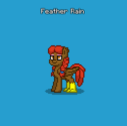 Size: 376x375 | Tagged: safe, oc, oc only, oc:feather rain, hippalectryon, pony, pony town, blue background, do not steal, female, hybrid oc, offspring, original character do not steal, parent:oc:bubble rain, parent:oc:zacchaeus, simple background