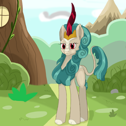 Size: 2000x2000 | Tagged: safe, artist:derpy_fan, rain shine, kirin, g4, cloven hooves, female, high res, newbie artist training grounds, outdoors, path, solo, standing