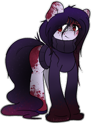 Size: 919x1237 | Tagged: safe, artist:umbreow, oc, oc only, oc:bloody abyss sweater, earth pony, pony, female, full body, mare, signature, simple background, solo, standing, transparent background