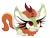 Size: 4733x3622 | Tagged: safe, artist:windykirin, autumn blaze, kirin, g4, :p, awwtumn blaze, big ears, big eyes, colored ear fluff, colored eartips, cute, female, impossibly long eyelashes, lying down, mare, ponyloaf, prone, simple background, solo, tongue out, transparent background