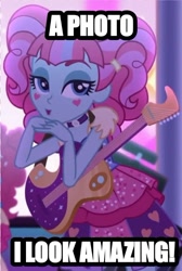Size: 596x885 | Tagged: safe, edit, edited screencap, screencap, kiwi lollipop, human, equestria girls, equestria girls specials, g4, my little pony equestria girls: better together, my little pony equestria girls: sunset's backstage pass, cropped, electric guitar, female, guitar, looking at you, macro, meme, musical instrument, solo, text, want it need it