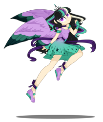 Size: 2628x3120 | Tagged: safe, artist:alinamandarina, artist:lunerymish, oc, oc only, oc:twivine sparkle, human, equestria girls, g4, crown, equestria girls-ified, female, high res, jewelry, legs, ponied up, rainbow power, regalia, simple background, solo, transparent background, wings