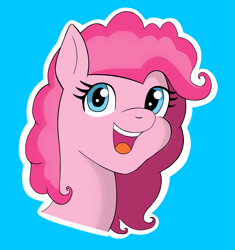 Size: 5589x5955 | Tagged: safe, artist:darknightprincess, artist:magicalmysticva, pinkie pie, earth pony, pony, g4, blue background, bust, female, looking at you, mare, multicolored hair, multicolored mane, open mouth, open smile, ponk, simple background, smiling, smiling at you, solo