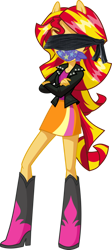 Size: 1746x3912 | Tagged: safe, artist:will290590, edit, sunset shimmer, human, equestria girls, g4, 1000 years in photoshop, blindfold, crossed arms, dreamworks face, female, gag, lipstick, looking at you, ponied up, simple background, solo, transparent background, vector