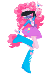 Size: 2600x3812 | Tagged: safe, artist:will290590, edit, pinkie pie, human, equestria girls, g4, 1000 years in photoshop, blindfold, female, gag, high res, lipstick, looking at you, simple background, solo, transparent background, vector