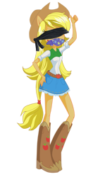 Size: 1958x3704 | Tagged: safe, artist:will290590, edit, applejack, human, equestria girls, g4, 1000 years in photoshop, blindfold, female, gag, hand on hip, high res, lipstick, looking at you, simple background, solo, transparent background, vector