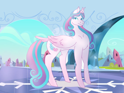 Size: 4032x3024 | Tagged: safe, artist:a-random-oc, princess flurry heart, alicorn, pony, g4, colored wings, colored wingtips, crystal empire, female, mare, older, older flurry heart, solo, wings