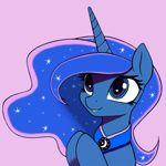Size: 960x960 | Tagged: safe, artist:adastra, princess luna, alicorn, pony, g4, cute, female, heart, heart eyes, looking at you, lunabetes, mare, pink background, simple background, smiling, smiling at you, solo, wingding eyes