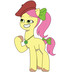 Size: 1200x1200 | Tagged: safe, artist:prixy05, posey bloom, earth pony, pony, g5, my little pony: tell your tale, sneaksy strikes again, spoiler:g5, spoiler:my little pony: tell your tale, spoiler:tyts01e34, beret, hat, ponytail, simple background, solo, transparent background, vector