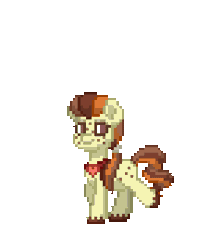 Size: 320x360 | Tagged: safe, oc, oc only, oc:choco bubbles, earth pony, pony, pony town, animated, butt freckles, cute, freckles, heart necklace, looking back, necklace, ocbetes, pixel art, simple background, solo, transparent background, trotting, unshorn fetlocks