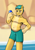 Size: 3035x4299 | Tagged: safe, artist:jackudoggy, hitch trailblazer, earth pony, anthro, g5, my little pony: tell your tale, beach, belly button, chubby, commission, dad bod, drink, male, older, soda can, solo, stallion