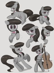 Size: 1555x2104 | Tagged: safe, artist:vultraz, octavia melody, earth pony, pony, g4, bipedal, blushing, butt, cello, female, heart, heart eyes, looking at you, looking back, mare, musical instrument, plot, simple background, sitting, sketch, solo, standing, wingding eyes