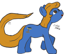 Size: 3508x2480 | Tagged: safe, artist:refinity, oc, oc only, oc:coffee stain, earth pony, human, blue skin, brown mane, high res, looking up, open mouth, simple background, solo, white background