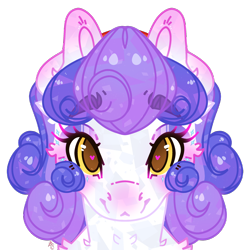 Size: 2500x2500 | Tagged: safe, artist:bananasplitedy, oc, oc only, oc:chromatic moonstone, crystal pony, blushing, bust, female, heart, heart eyes, high res, looking at you, makeup, mare, portrait, simple background, solo, sparkles, transparent background, wingding eyes