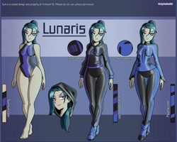 Size: 2500x2000 | Tagged: safe, artist:devillustart, oc, oc:queen lunaris, human, equestria girls, g4, clothes, fireheart76's latex suit design, high res, latex, latex socks, latex suit, prisoners of the moon, reference sheet, rubber, rubber suit, socks