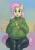 Size: 700x1000 | Tagged: safe, artist:hadmyway, fluttershy, anthro, g4, breasts, busty fluttershy, chubby, clothes, denim, female, jeans, looking at you, pants, sagging breasts, saggy shy, sitting, solo, spread wings, stupid sexy fluttershy, sweater, sweater puppies, sweatershy, turtleneck, wings