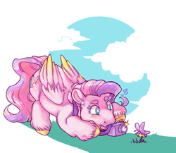 Size: 1988x1722 | Tagged: safe, artist:poniesart, butterfly, pony, g3, g4, camera, flower, fusion, fusion:fluttershy, fusion:fluttershy (g3), solo