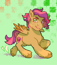 Size: 885x1000 | Tagged: safe, artist:poniesart, pegasus, pony, g4, freckles, fusion, fusion:babs seed, fusion:scootaloo, solo