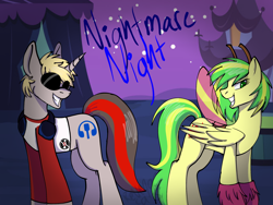 Size: 2160x1620 | Tagged: safe, artist:revenge.cats, oc, oc:mic the microphone, oc:wooden toaster, insect, moth, pegasus, pony, unicorn, clothes, costume, dave strider, homestuck, mic the microphone, nightmare night