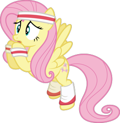 Size: 5704x5852 | Tagged: safe, artist:starryshineviolet, fluttershy, pegasus, pony, g4, hurricane fluttershy, absurd resolution, female, flying, headband, mare, simple background, solo, transparent background, vector, workout outfit, worried