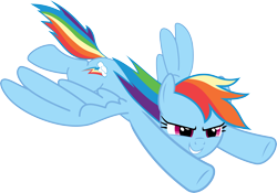 Size: 7000x4906 | Tagged: safe, artist:mio94, rainbow dash, pegasus, pony, daring don't, g4, .svg available, absurd resolution, female, flying, grin, mare, simple background, smiling, solo, spread wings, transparent background, vector, wings