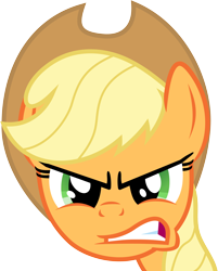 Size: 3500x4350 | Tagged: safe, artist:mio94, part of a set, applejack, earth pony, pony, g4, angry, bust, female, gritted teeth, mare, simple background, solo, teeth, transparent background, vector