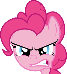 Size: 3500x3850 | Tagged: safe, artist:mio94, part of a set, pinkie pie, earth pony, pony, g4, angry, bust, female, gritted teeth, high res, mare, simple background, solo, teeth, transparent background, vector