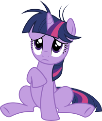 Size: 6500x7743 | Tagged: safe, artist:mio94, twilight sparkle, pony, unicorn, g4, lesson zero, .svg available, female, mare, messy mane, sad, simple background, sitting, solo, transparent background, unicorn twilight, vector, worried