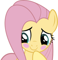 Size: 4000x4102 | Tagged: safe, artist:mio94, fluttershy, pegasus, pony, g4, keep calm and flutter on, blushing, bust, cute, female, hoof on chin, mare, shyabetes, simple background, solo, transparent background, vector
