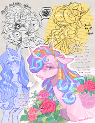 Size: 2100x2700 | Tagged: safe, artist:yuyusunshine, princess flurry heart, alicorn, pony, g4, alternate hairstyle, flower, high res, older, older flurry heart, rose