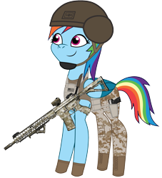 Size: 1637x1800 | Tagged: safe, artist:edy_january, artist:prixy05, edit, vector edit, rainbow dash, pegasus, pony, g4, g5, my little pony: tell your tale, ar-15, armor, assault rifle, body armor, call of duty, call of duty: modern warfare 2, carbine, clothes, g4 to g5, generation leap, gun, handgun, helmet, m4, m4a1, military, military pony, military uniform, pistol, rifle, scout, simple background, soldier, soldier pony, solo, special forces, tactical, tactical pony, tactical vest, task forces 141, transparent background, uniform, united states, usp45, vector, warfighter, weapon